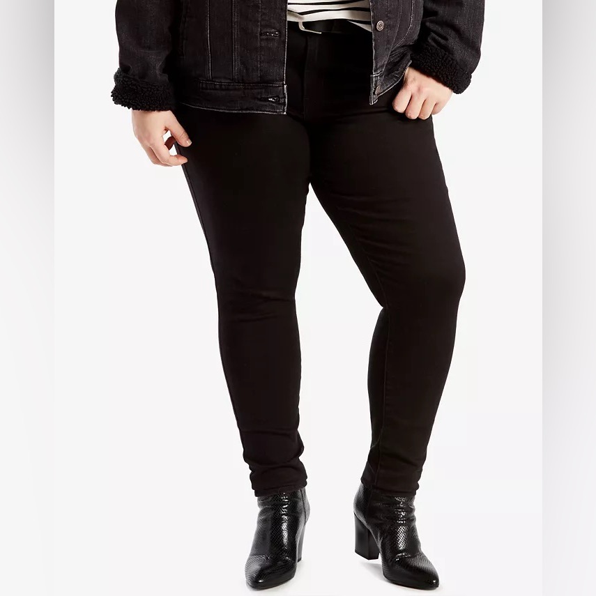 Levis Womens Waterless 711 Skinny Jeans Plus Size Black Peony Brand New